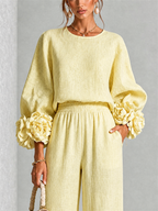 Rosalie Floral Cuff Two-Piece Set in Soft Yellow, view 5
