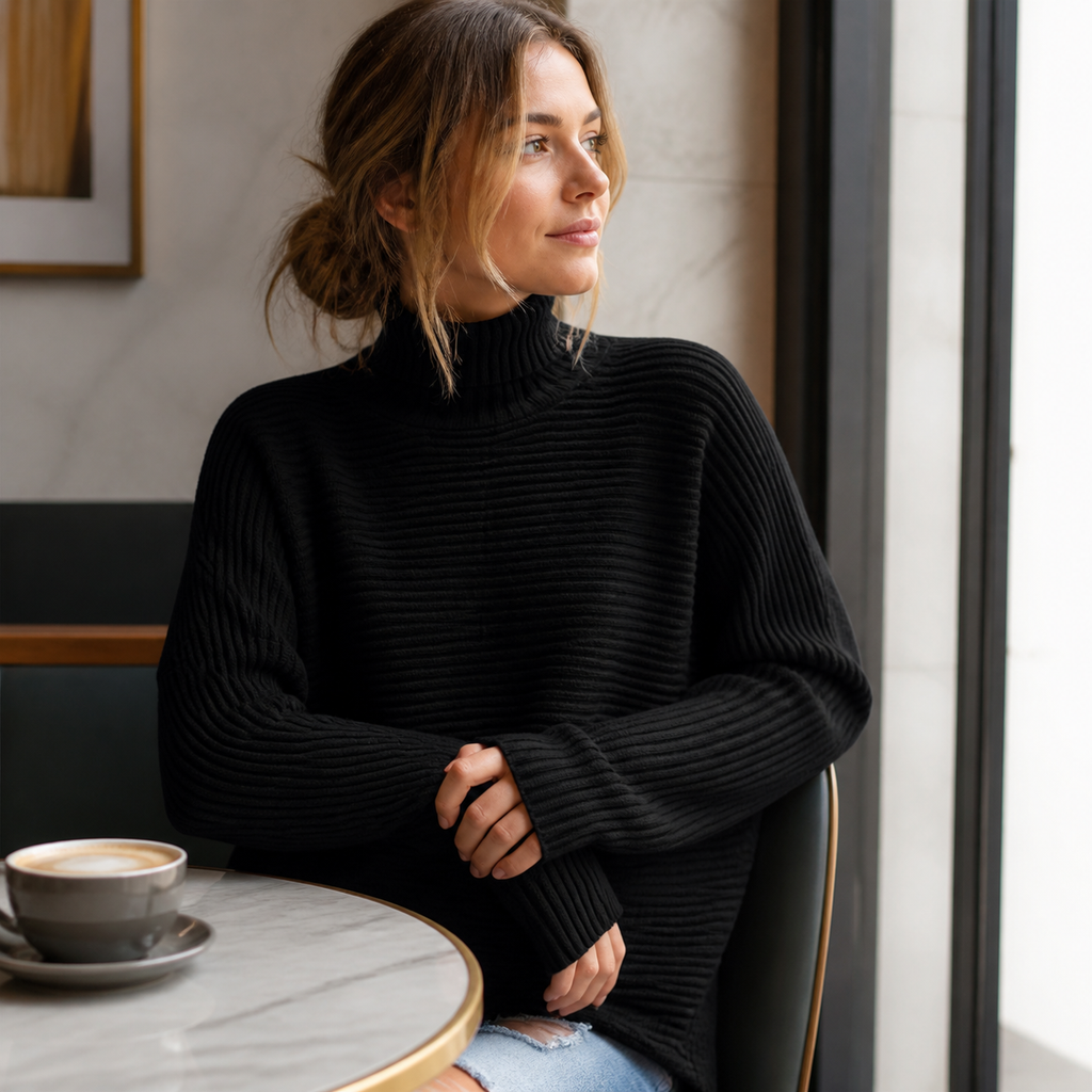 ROSAMINE Cosy Turtleneck Jumper - black - lifestyle view 2