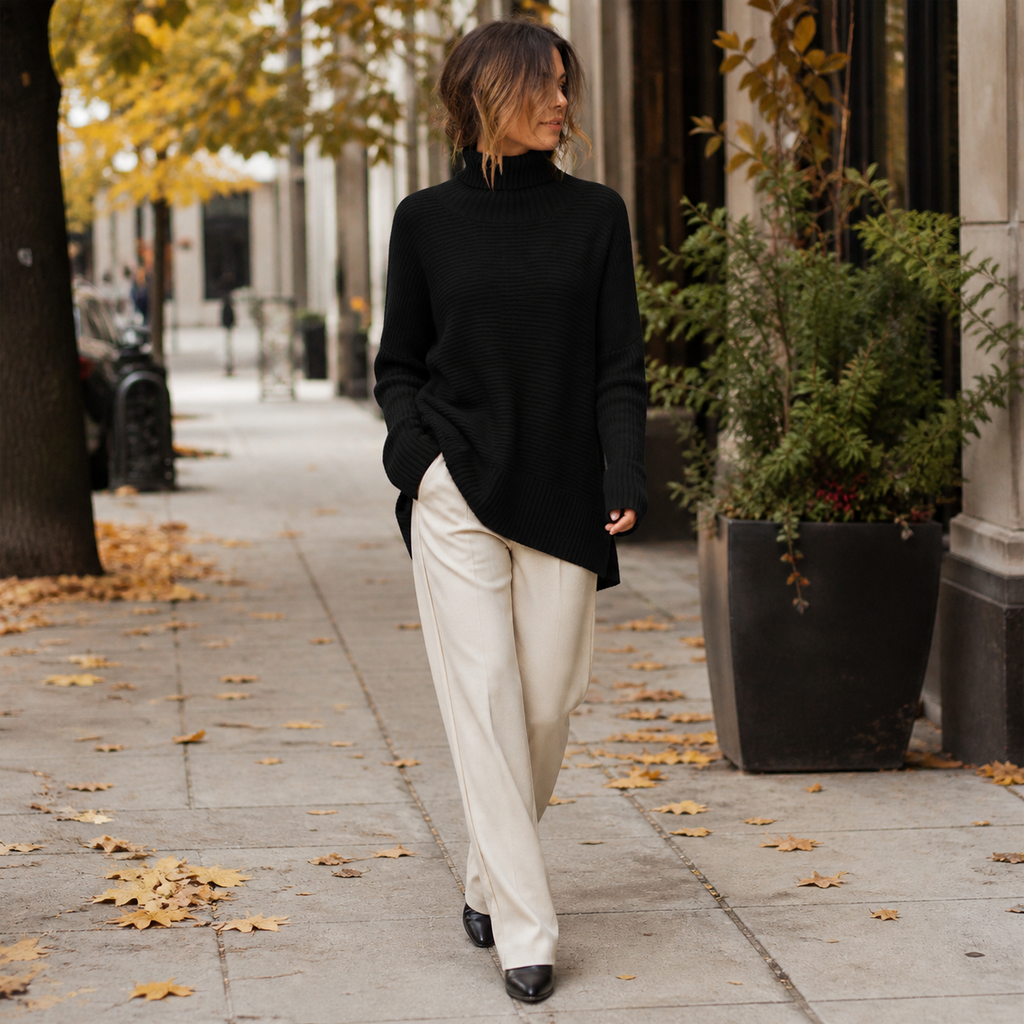 ROSAMINE Cosy Turtleneck Jumper - black - lifestyle view 3