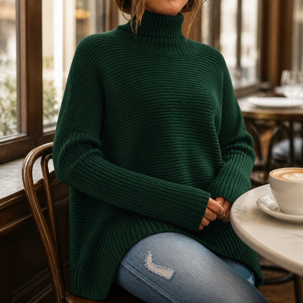 ROSAMINE Cosy Turtleneck Jumper - green - lifestyle view 2