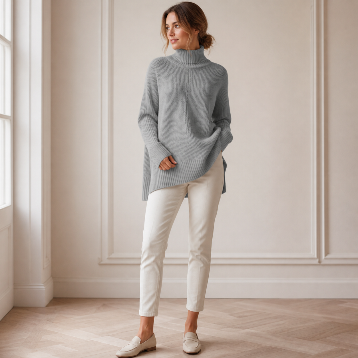 ROSAMINE Cosy Turtleneck Jumper - grey - lifestyle view 1