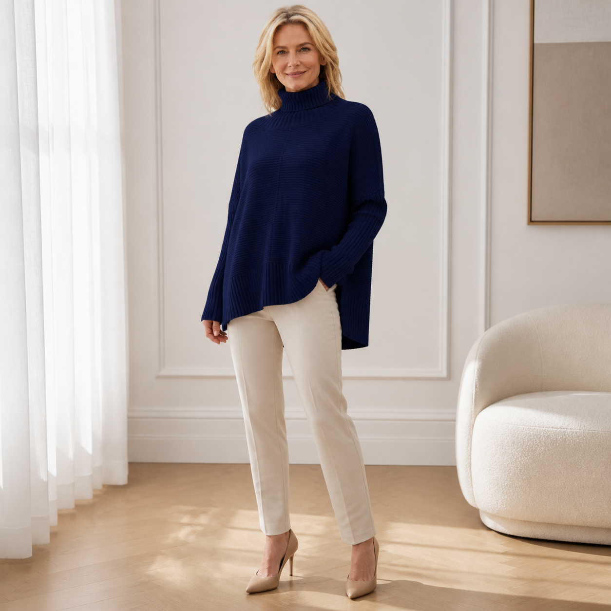 ROSAMINE Cosy Turtleneck Jumper - navy-blue - lifestyle view 1