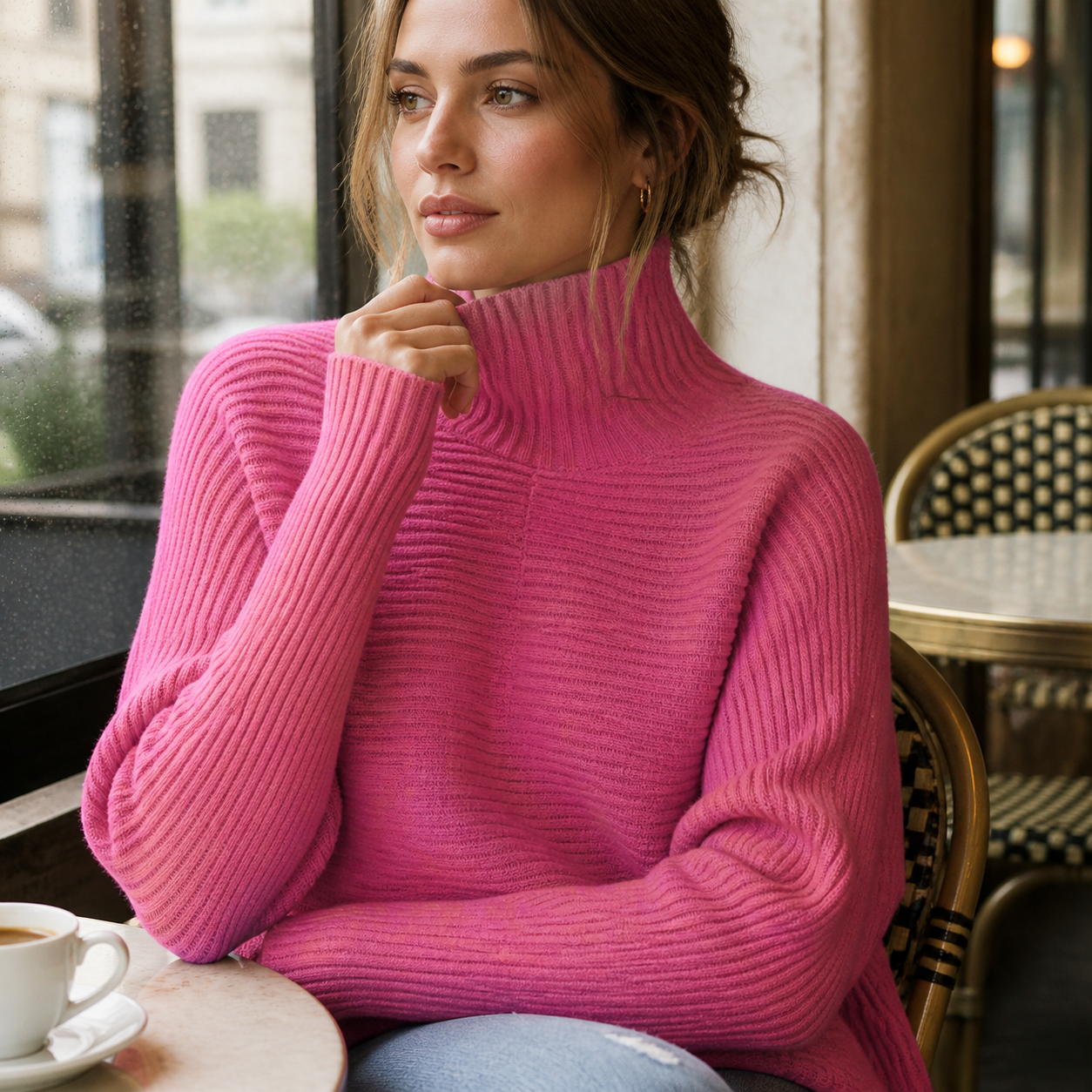 ROSAMINE Cosy Turtleneck Jumper - pink - lifestyle view 2