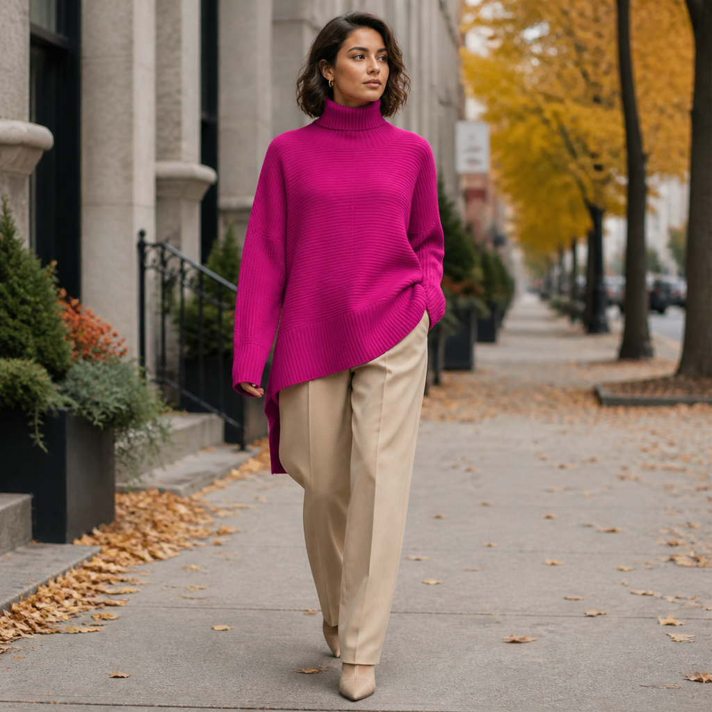 ROSAMINE Cosy Turtleneck Jumper - pink - lifestyle view 3