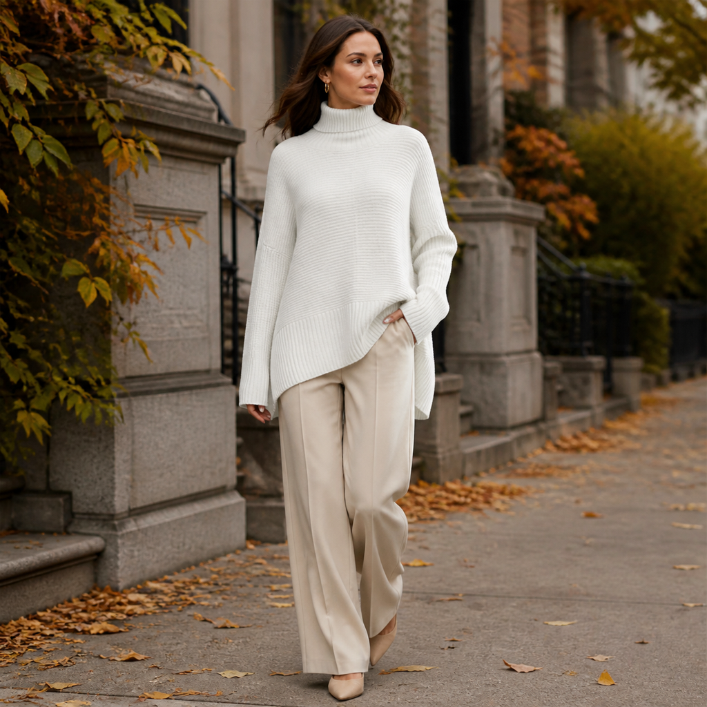 ROSAMINE Cosy Turtleneck Jumper - white - lifestyle view 3