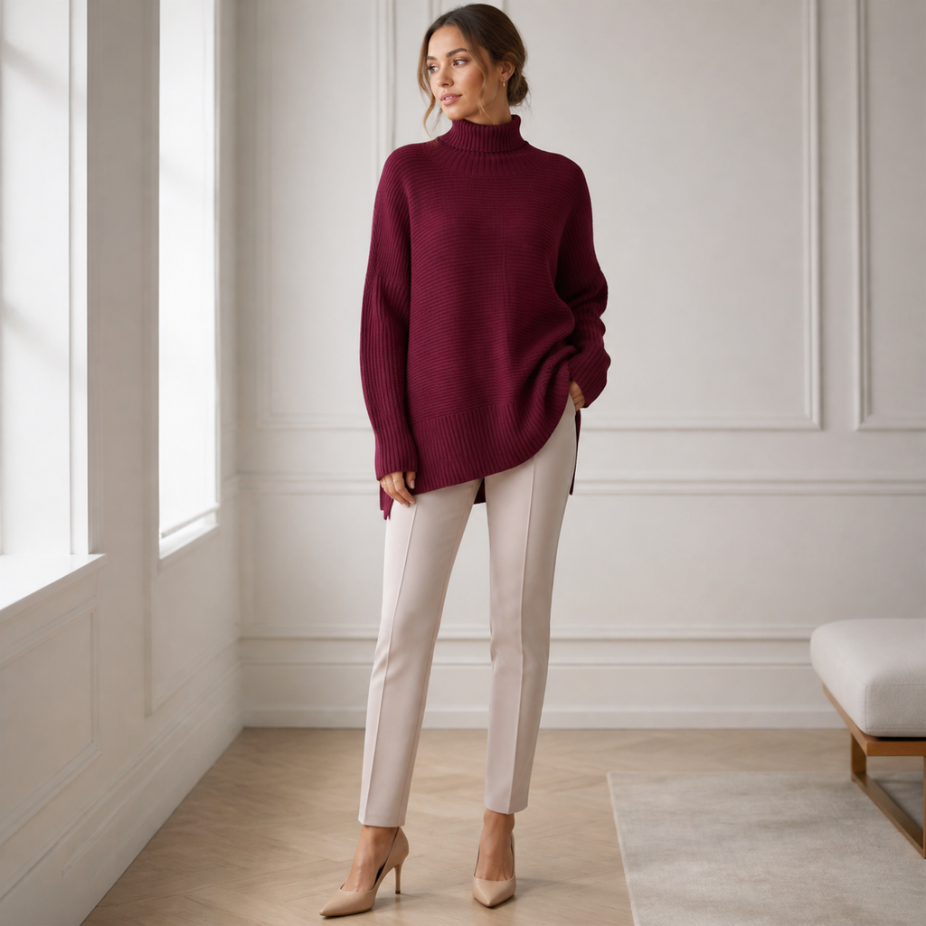 ROSAMINE Cosy Turtleneck Jumper - wine-red - lifestyle view 1