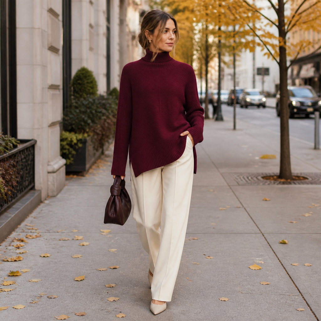 ROSAMINE Cosy Turtleneck Jumper - wine-red - lifestyle view 3