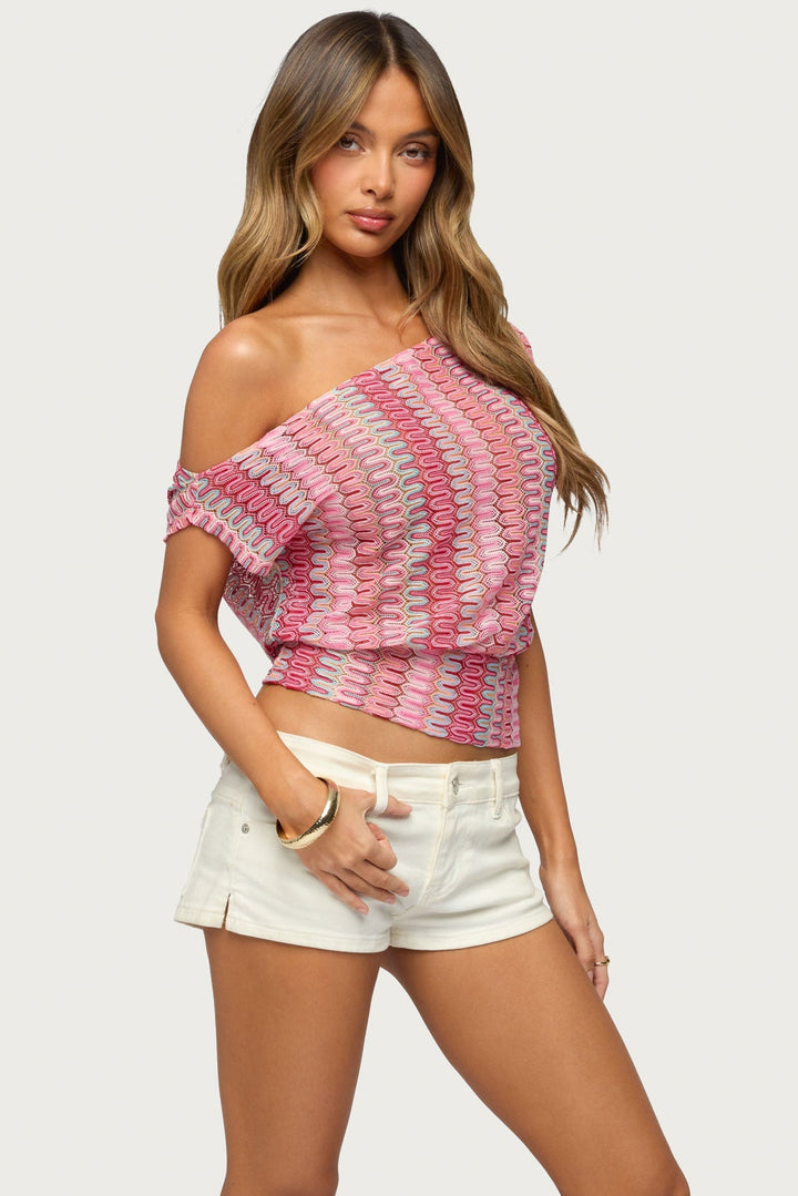 Taniya Off Shoulder Zigzag Crochet Top