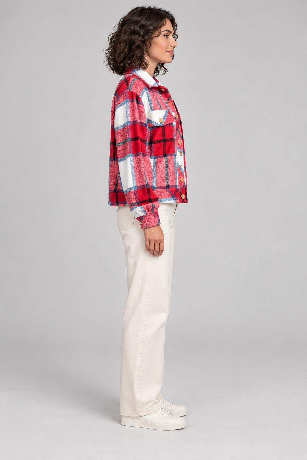 WALA™ - Casual Plaid Button Front Long Sleeve Jacket
