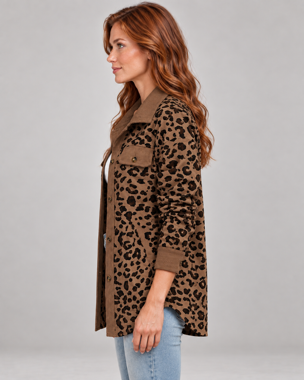SISI™ - Casual Leopard Print Button Front Jacket