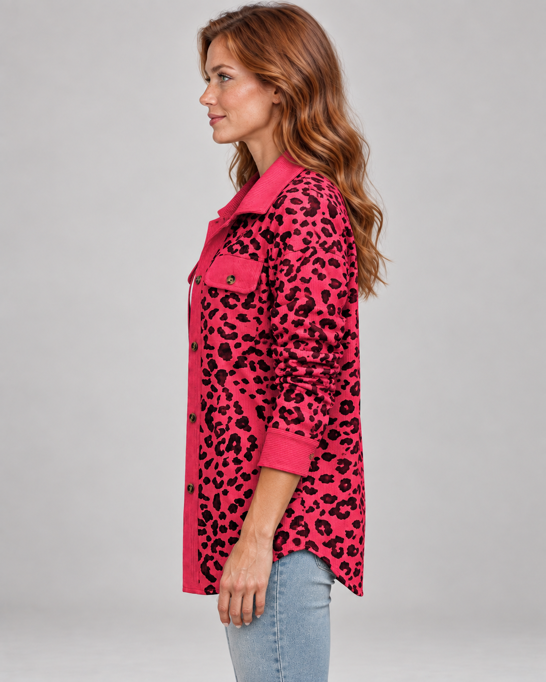 SISI™ - Casual Leopard Print Button Front Jacket
