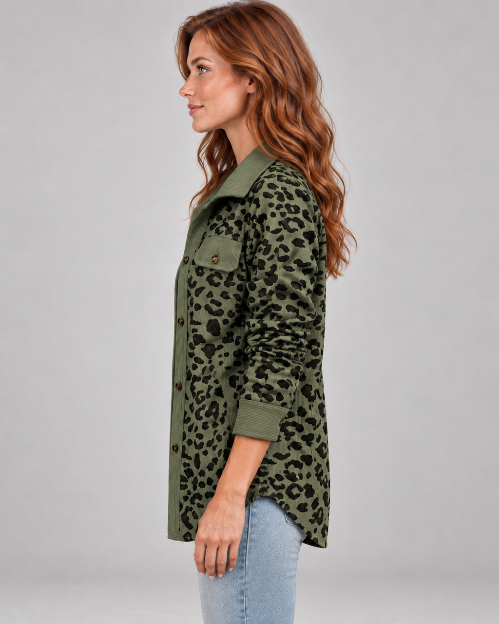 SISI™ - Casual Leopard Print Button Front Jacket