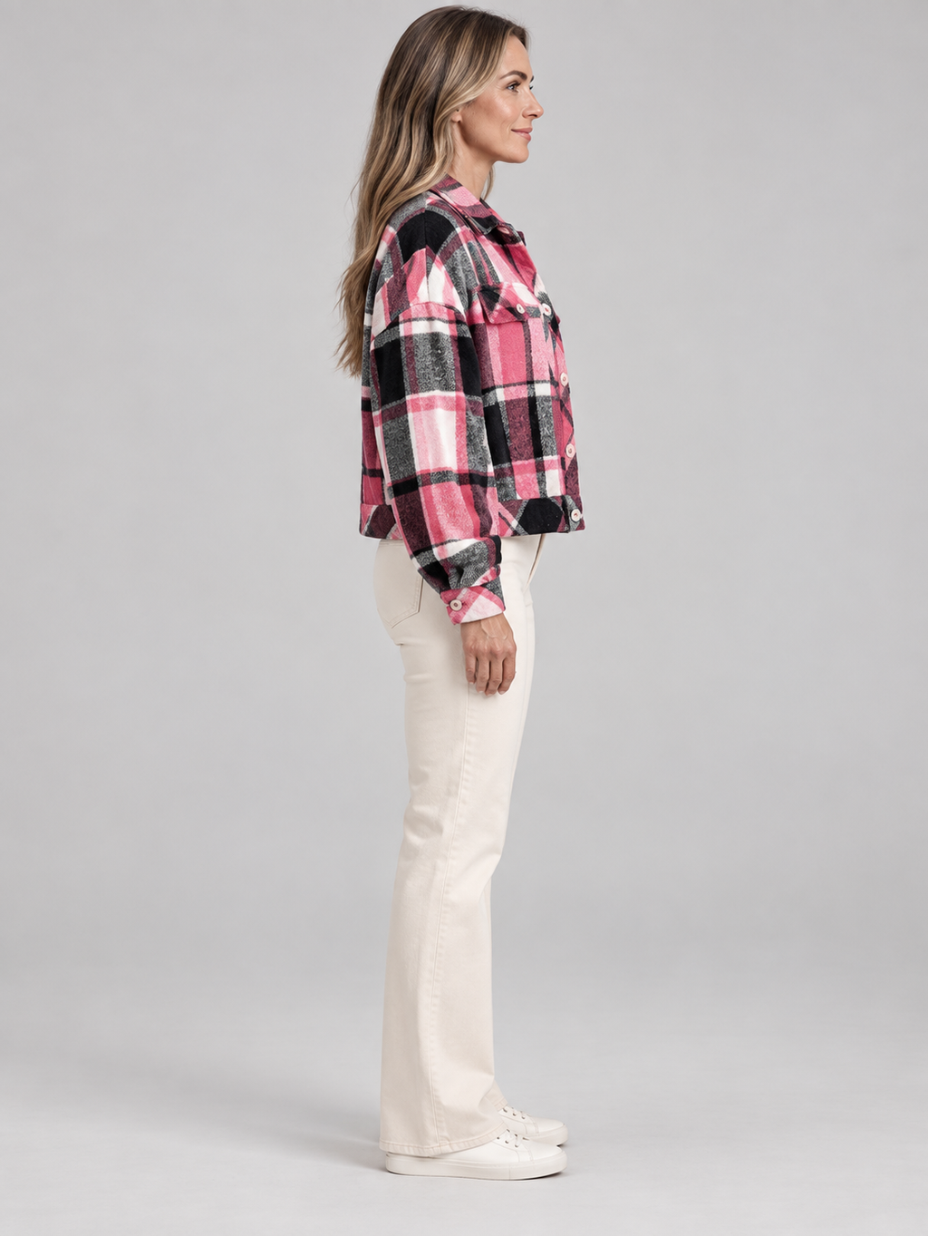 ZABEL™ - Casual Plaid Button Front Long Sleeve Jacket
