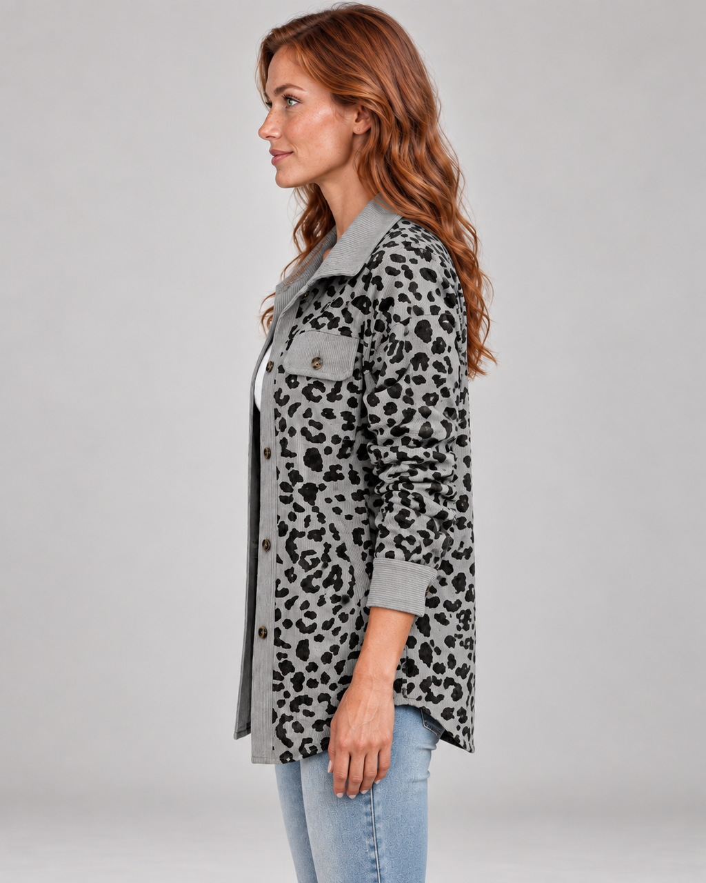 SISI™ - Casual Leopard Print Button Front Jacket