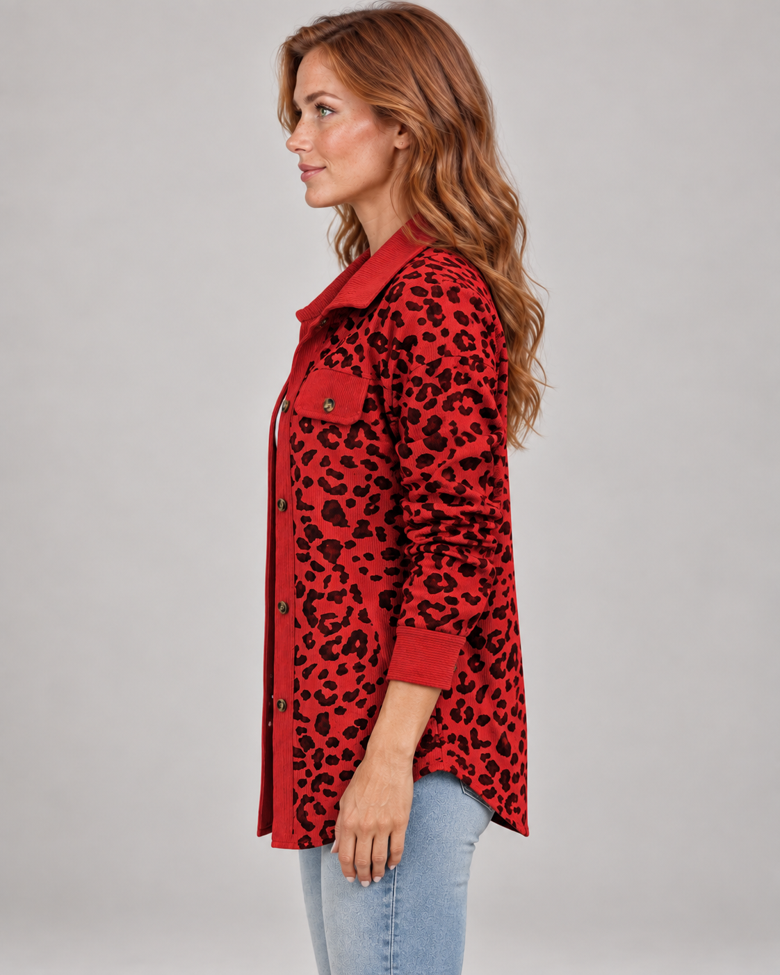 SISI™ - Casual Leopard Print Button Front Jacket