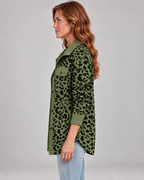SISI™ - Casual Leopard Print Button Front Jacket