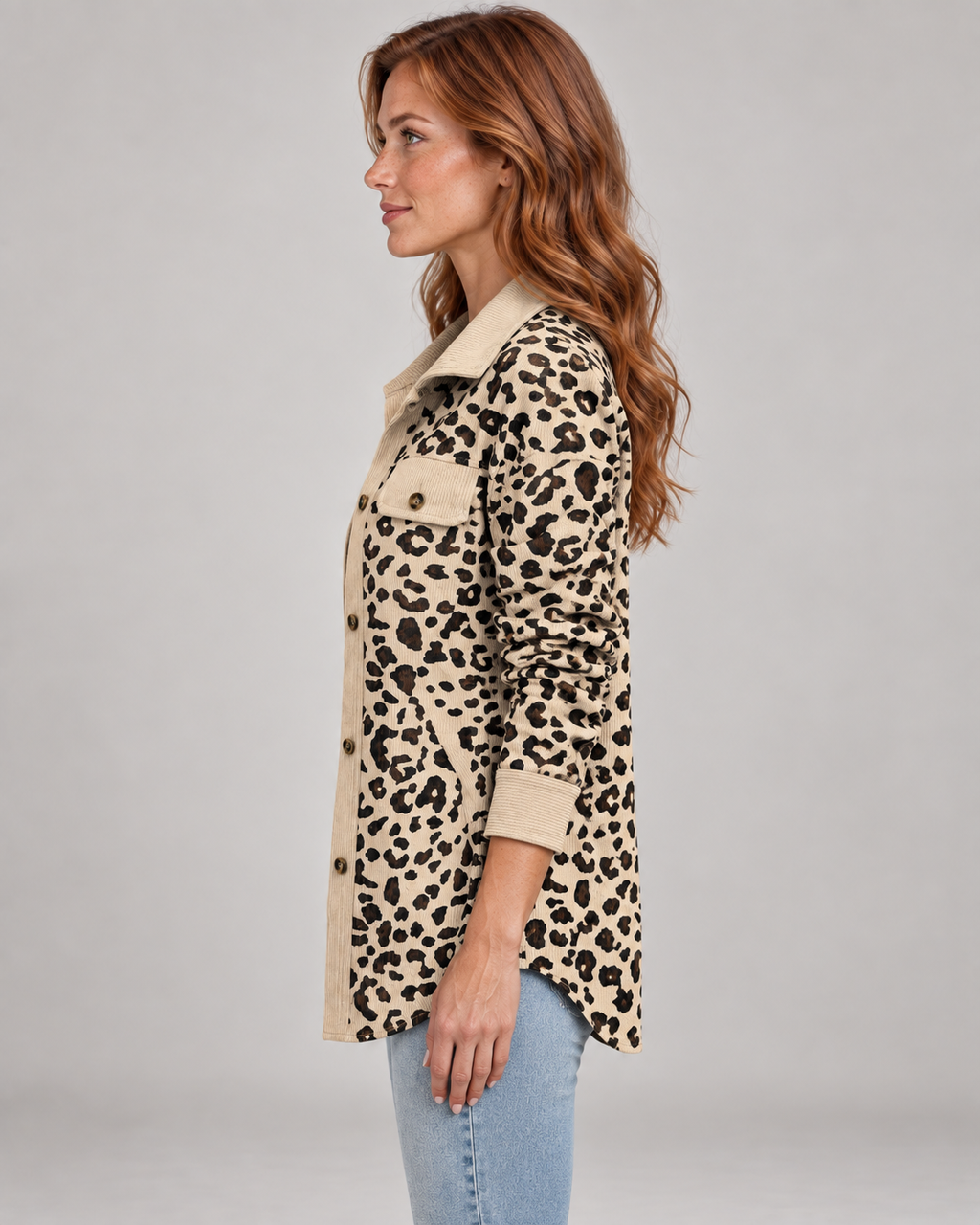 SISI™ - Casual Leopard Print Button Front Jacket