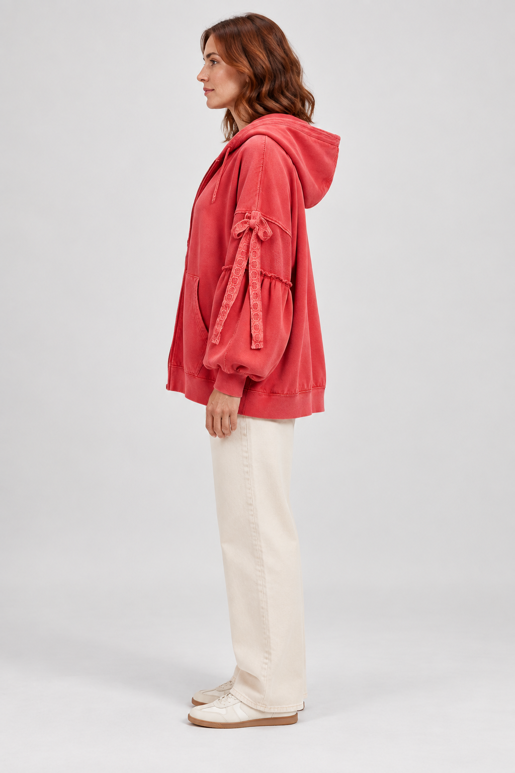 LELENA™ - Chic Zip Up Hooded Side Bow Long Sleeve Jacket