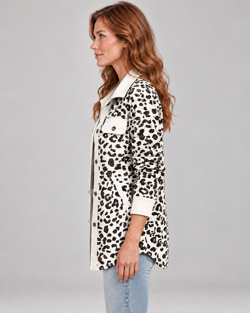 SISI™ - Casual Leopard Print Button Front Jacket