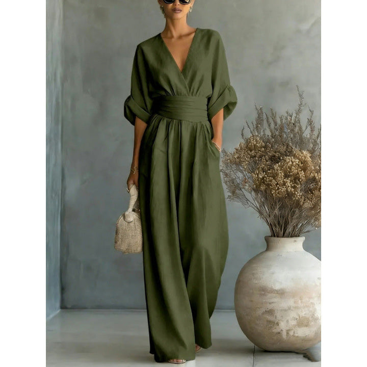 Maevra | V-Neck Wide-Leg Jumpsuit