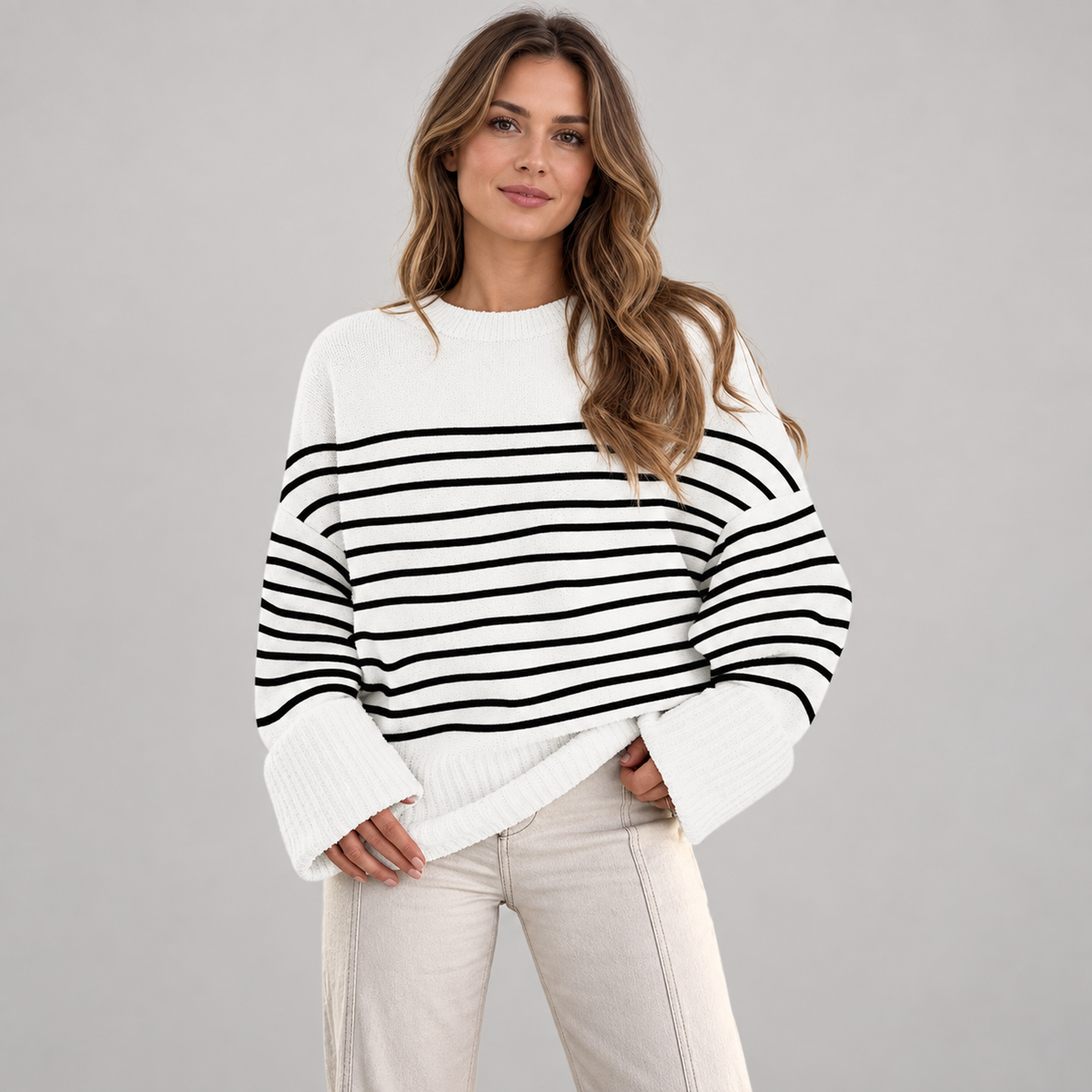 white-black-stripe - front