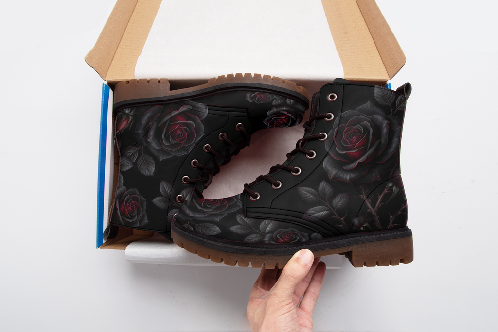 Thornveil Rose Leather Boots