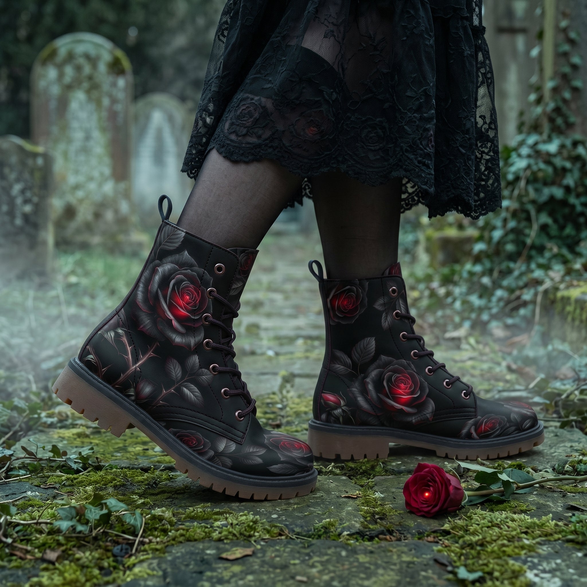 Thornveil Rose Leather Boots