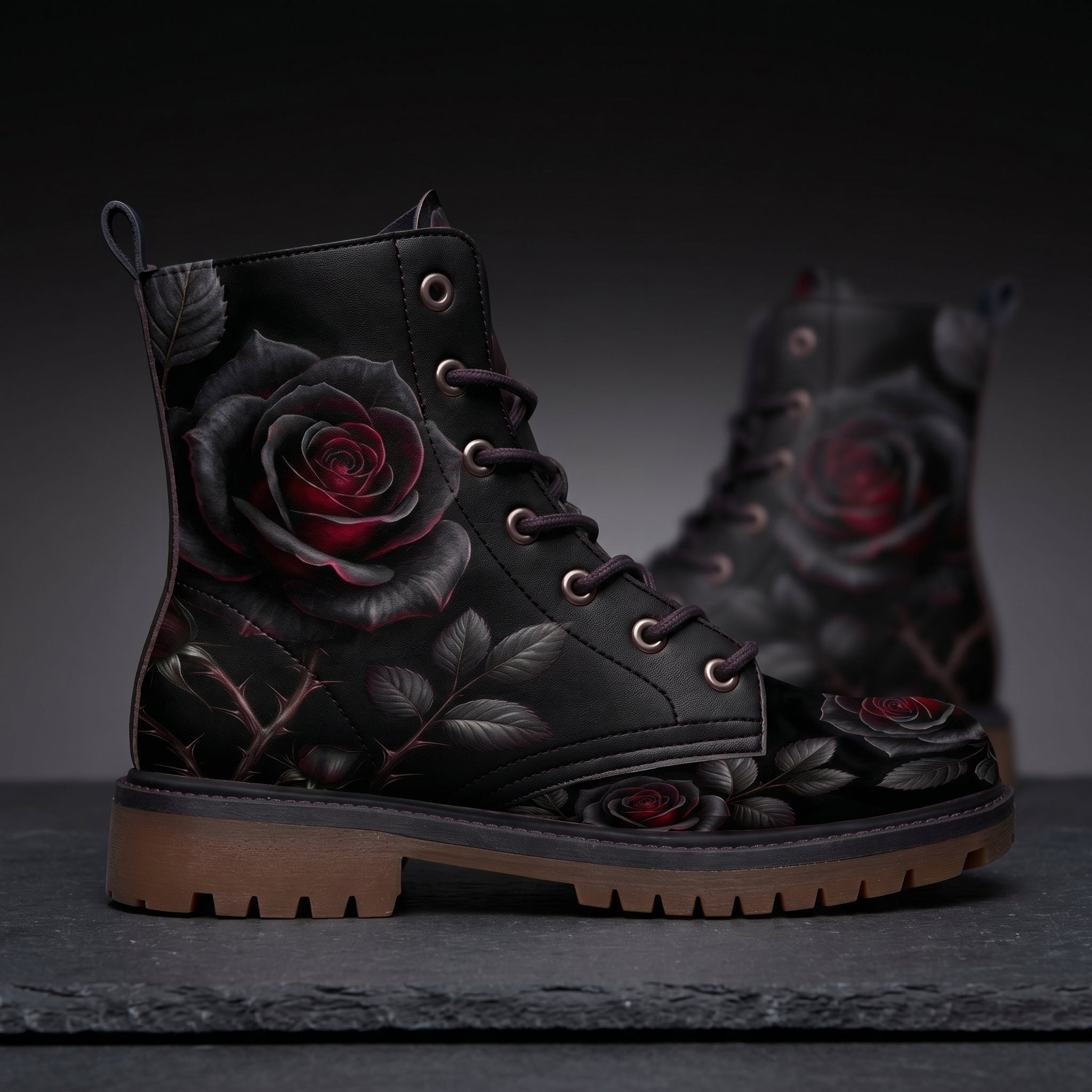 Thornveil Rose Leather Boots
