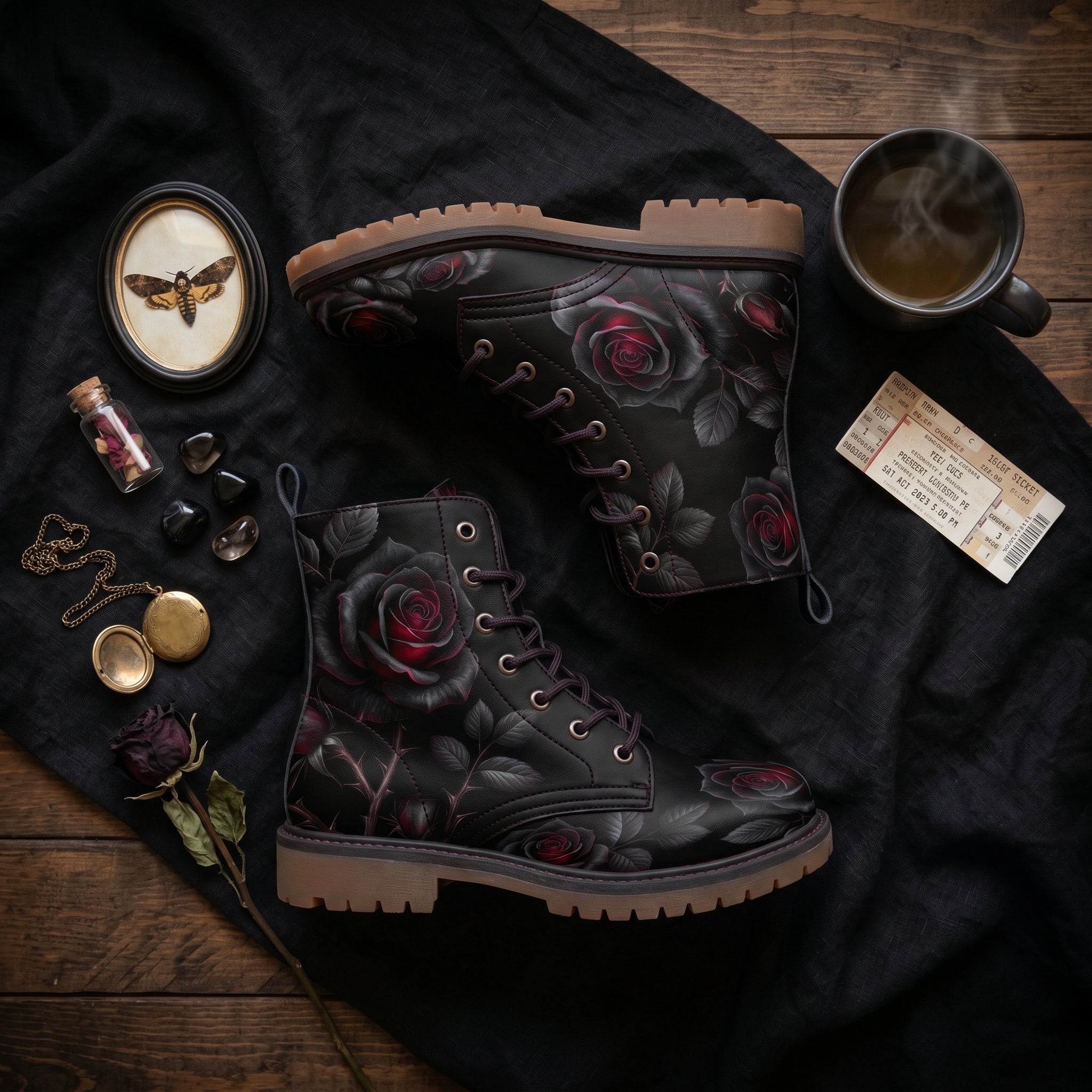 Thornveil Rose Leather Boots