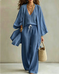 Soft Loose Fit Linen Vest Pants Set