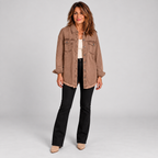 Women's Raw Hem Snap Button Washed Denim Jacket